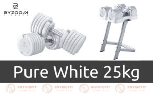 【BYZOOM Pure White】25公斤 / 15段可調式啞鈴，居家健身入門必備！潔白純淨